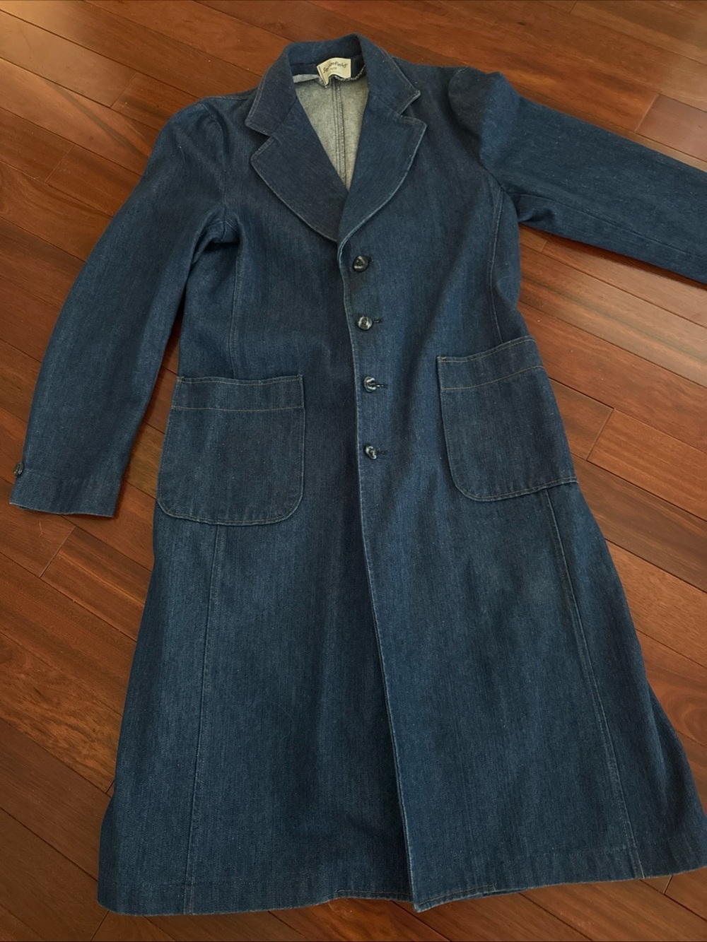 Dark Blue Denim Trench Coat - Classic Longline woman’s Coat